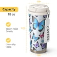 thumbnail image 4 of 18oz Travel Coffee Mug, 316 Stainless Steel Vacuum Insulated Tumbler with 2-in-1 Straw Lid & Strap, Boho Butterfly Pattern, 4 of 6