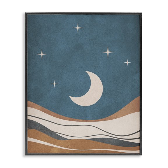 Stupell Industries Bohemian Nighttime Moon Stars Abstract Desert Sands Black Framed Giclee Art, 11 x 14, by JJ Design House LLC