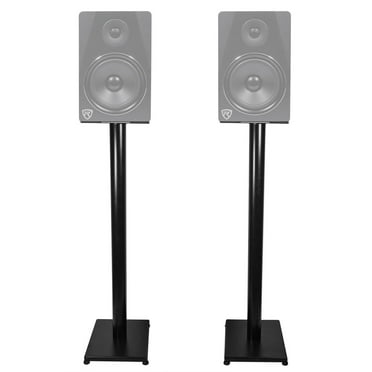 Pair Rockville RS37B 37" Steel Bookshelf Speaker / Studio Monitor Stands in Black