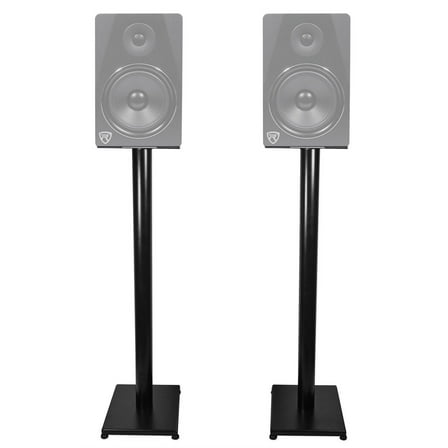 Pair Rockville RS37B 37" Steel Bookshelf Speaker / Studio Monitor Stands in Black