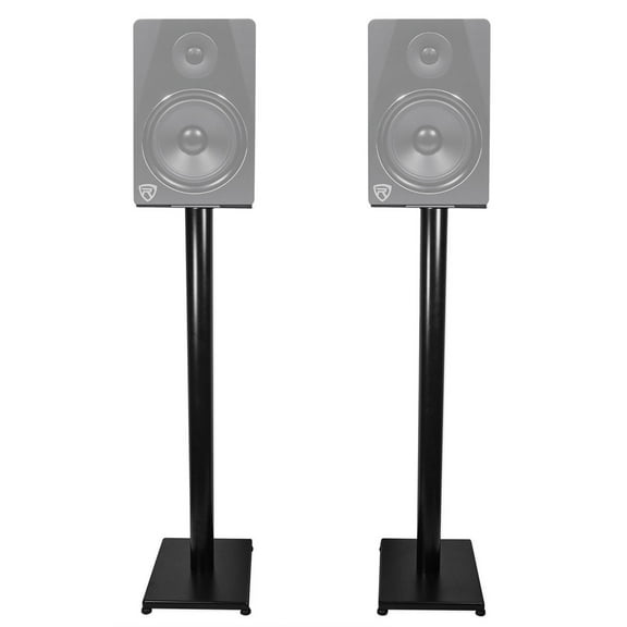 Pair Rockville RS37B 37" Steel Bookshelf Speaker / Studio Monitor Stands in Black