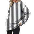 thumbnail image 2 of Women's Vertical Stripe Round Neck Loose Fit Hoodless Sweatshirt, Casual Long Sleeve Pullover Top with Soft Comfort Fabric for Spring Autumn Season, Daily Wear, Beach Outings and Street Fashion BK1 L, 2 of 4