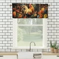 thumbnail image 3 of Rooster Valance Rod Pocket Window Curtain for Kitchen Rustic Farmhouse Chicken Farm Wooden Barn Window Flowers Window Treatment Valance Curtains for Bathroom 54 by 18 in, 1 Panel, 3 of 6
