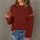 thumbnail image 5 of HongQid Sweaters for Women Fashion Solid Crewneck Loose Fit Long Sleeve Contrast Cable Knit Pullover Sweater Jumper Tops, 5 of 8