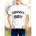 thumbnail image 1 of Camiseta infantil con estampado de corazón y letras de Nanny's Boy: algodón suave, cuello redondo informal para niños y niñas, ideal para primavera, verano y otoño., 1 of 6
