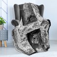 thumbnail image 4 of Letter H Soft Flannel Fleece Throw Blanket, Victorian Capital H Font in Chrome Rock Tones Steel Look Retro Design, Cozy Plush for Indoor and Outdoor Use, 60" x 80", Black Grey, by Ambesonne, 4 of 5