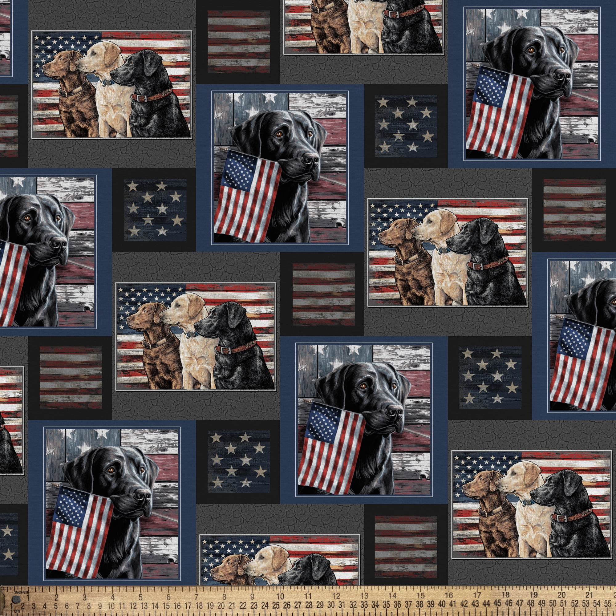 (2 pack) 1 Yard 100% Cotton Proud American, Multi-color, 44" Wide for Quilting & Sewing by David Textiles
