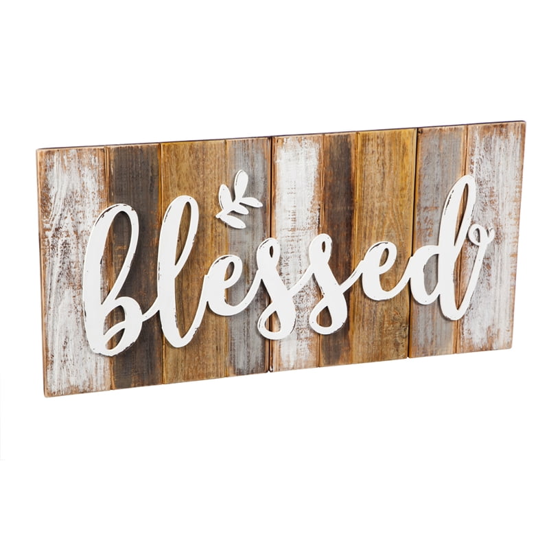 Wooden Wall Art, Blessed, 24 x 12