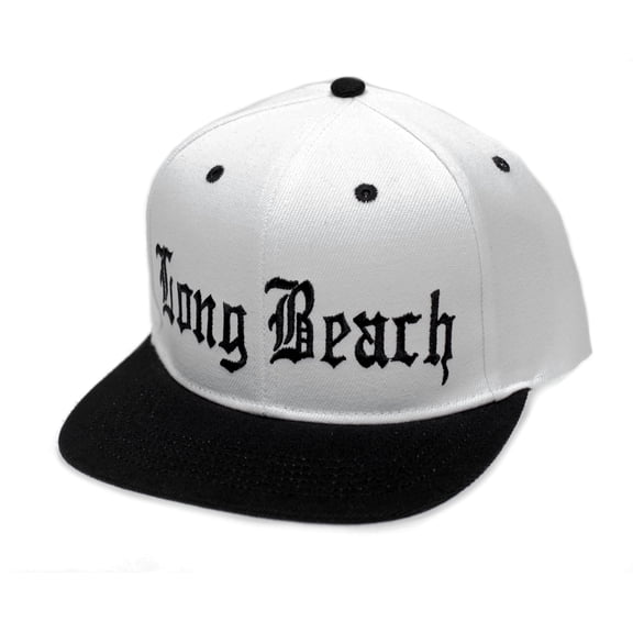 Long Beach California Hat Cap LBC Flat Brim Unisex Adult Snap Black/White