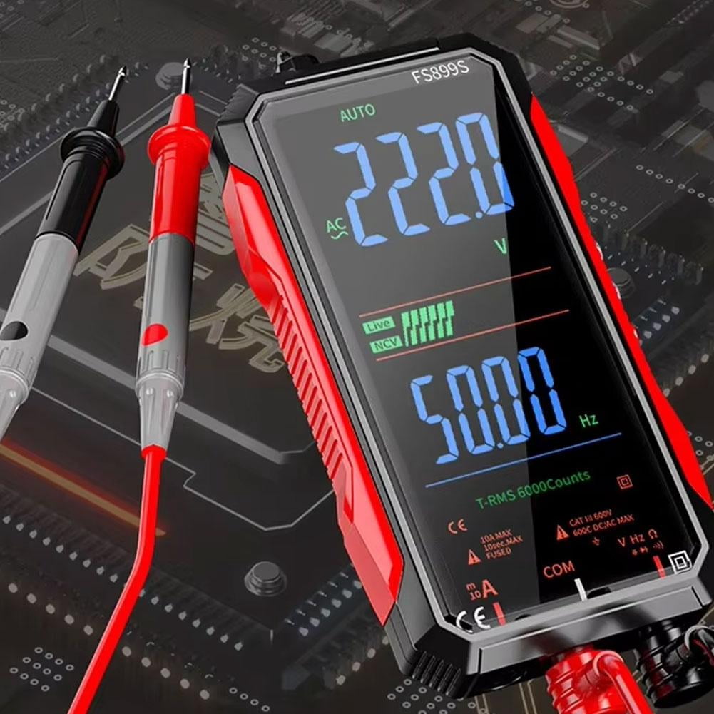Digital Multimeter True RMS Voltage Current Tester, Capacitance Resistance Continuity Frequency NCV Detection with Large Color Screen, Voice Broadcast, USB Charging for Electricians DIY
