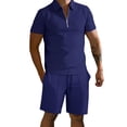 thumbnail image 2 of Short Sets for Men Summer Casual Short Sleeve Quarter Zip Polo Shirt and Shorts 2 Piece Matching Set Tracksuit, 2 of 5