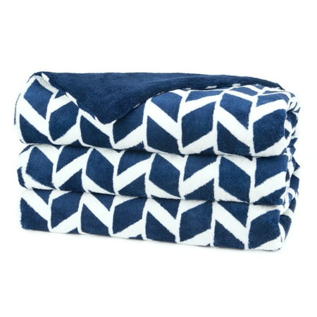 Sunbeam Heated Microplush Throw (50" x 60"), Royal Blue Zig Zag