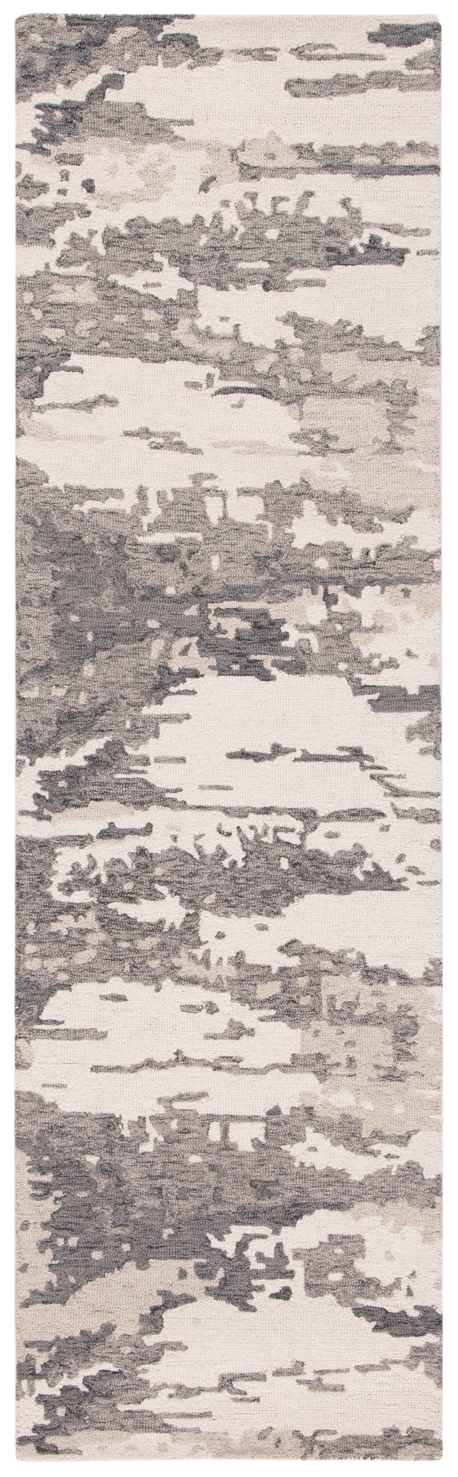 SAFAVIEH Abstract Seachlann Abstract Wool Runner Rug, Charcoal/Ivory, 2'3" x 10'