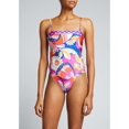 thumbnail image 1 of Trina Turk Women's Multi Color Printed Stretch Convertible Adjustable Sevilla Tankini Swimsuit Top 4 Pink, 1 of 2
