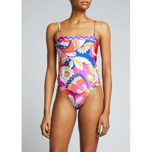 Trina Turk Women's Multi Color Printed Stretch Convertible Adjustable Sevilla Tankini Swimsuit Top 4 Pink