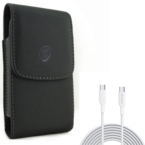Case Belt Clip w 10ft Long Type-C Cable for Samsung Galaxy S22 Plus,S22 S21 FE 5G - Leather Holster Cover, Fast Charger Cord PD Power