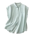 thumbnail image 2 of mfyjkho Camisetas Sin Mangas Para Hombre, Camiseta Sin Mangas Con Cuello Vuelto, Botones Y Bolsillos De Color Liso De Lino Sintético Para Mujer Tops Casuales Para Mujer L, 2 of 8
