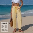 thumbnail image 6 of Delayuji Women's Linen Pants Striped Cropped Pants Casual High Waist Loose Fit Summer Beach Pants With Pockets Beach Vacation Clothing, 6 of 6