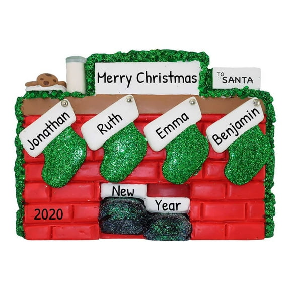 Personalized Family of 4 Christmas Tree Ornament 2024 - Custom Christmas Stockings Ornament Keepsake
