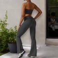 thumbnail image 2 of Women's Flared Halter Neck Jumpsuit Convert to High Waist Flared Yoga Pants- Medium, Dark Gray, 2 of 7