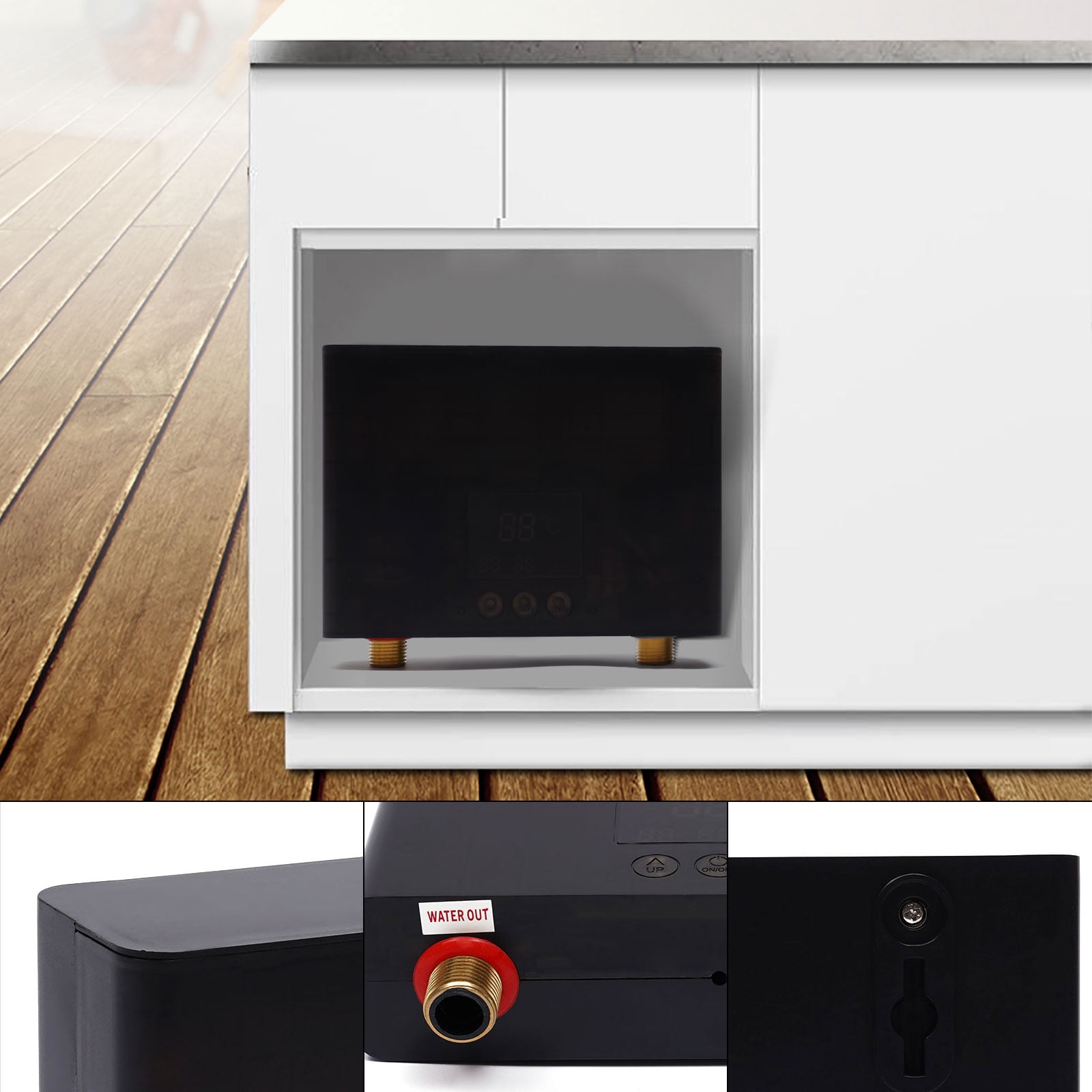 Dwellnix Compact Tankless Water Heater with Thermostat, 3000W Instant Heating, LCD Touch Control, Energy-Efficient, Wall-Mounted, Perfect for Kitchens and Small Spaces