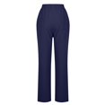 thumbnail image 6 of Penkiiy Women's Solid Color Linen Wide Leg Pants - Breathable Summer Casual Elastic Waist Lounge Drawstring Trousers M Navy, 6 of 7