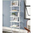 thumbnail image 3 of LINJH  Ladder Shelf 5 Tier Wall Mounted Bookcase with Metal Frame, Open Design Shelves for Living Room, Bedroom, Home, Office, White (23.62" L x 11.81" W x 70.87" H), 3 of 10