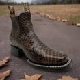 thumbnail image 5 of The Western Shops Men's Leather Python Print Square Toe Western Ankle Cowboy Boots, 5 of 5