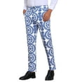 thumbnail image 4 of Floral Print Pants for Men's Flat Front Retro Paisley Flower Pattern Trousers 30 Blue, 4 of 6