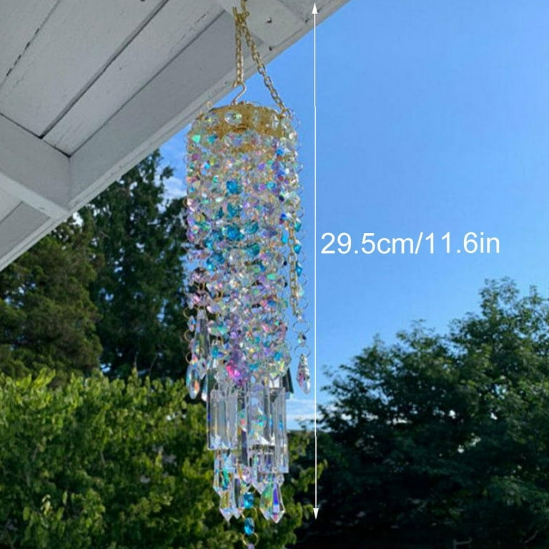 Crystal Wind Chimes Colorful Stunning Sparkling Outdoor Garden