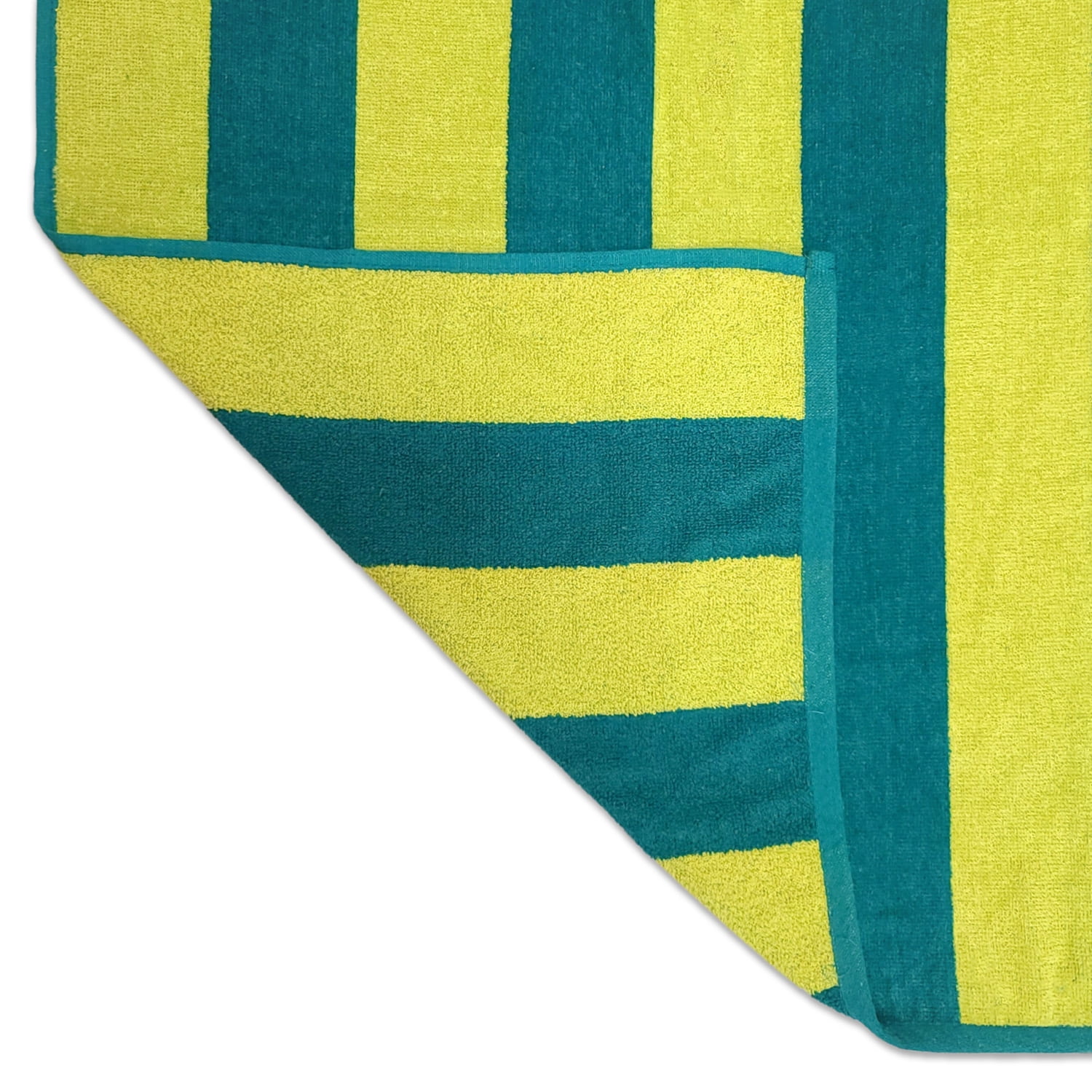 Kaufman - Premium 2-Pack Velour Oversized Double Jacquard Reversible 750 GSM Beach, Pool Towel, Plush Towel, 40in x 70in, Luxurious 100% Cotton (Green/PIN)