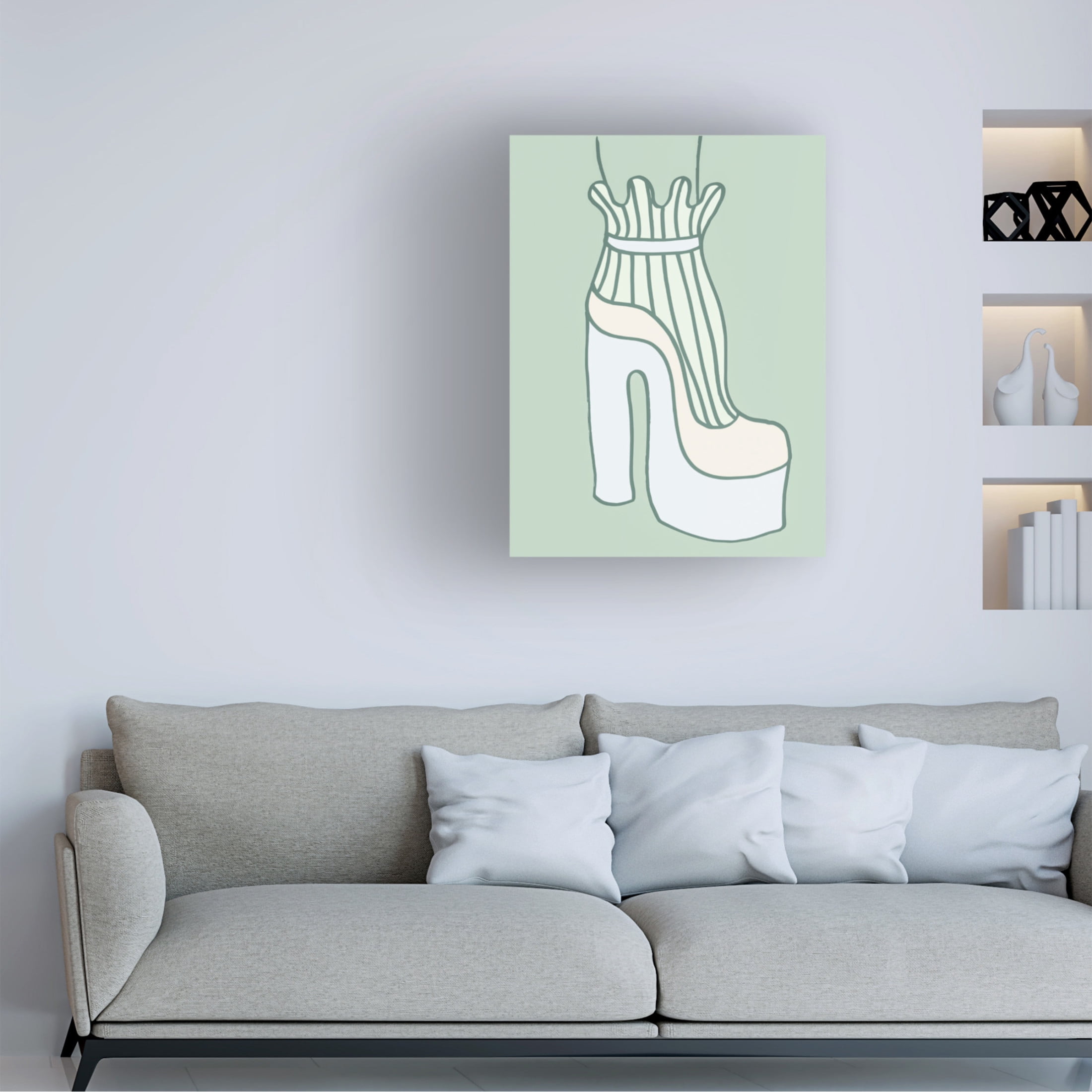 Canvas Wall Art - Pictufy Studio 'Shoe Green' Wall Art for Living Room, Bedroom, or Office Décor by Trademark Fine Art - 35 x 47 Inches
