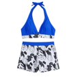 thumbnail image 1 of Aayomet Maillot de Bain Femme Rayé Bikini Ensemble (Bleu, m), 1 of 5