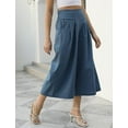 thumbnail image 4 of Women's Linen Blend Wide Leg Pants - Summer Cropped  Trousers with Elastic Waist & Pockets Lightweight, Breathable  Casual, Beach, 4 of 5
