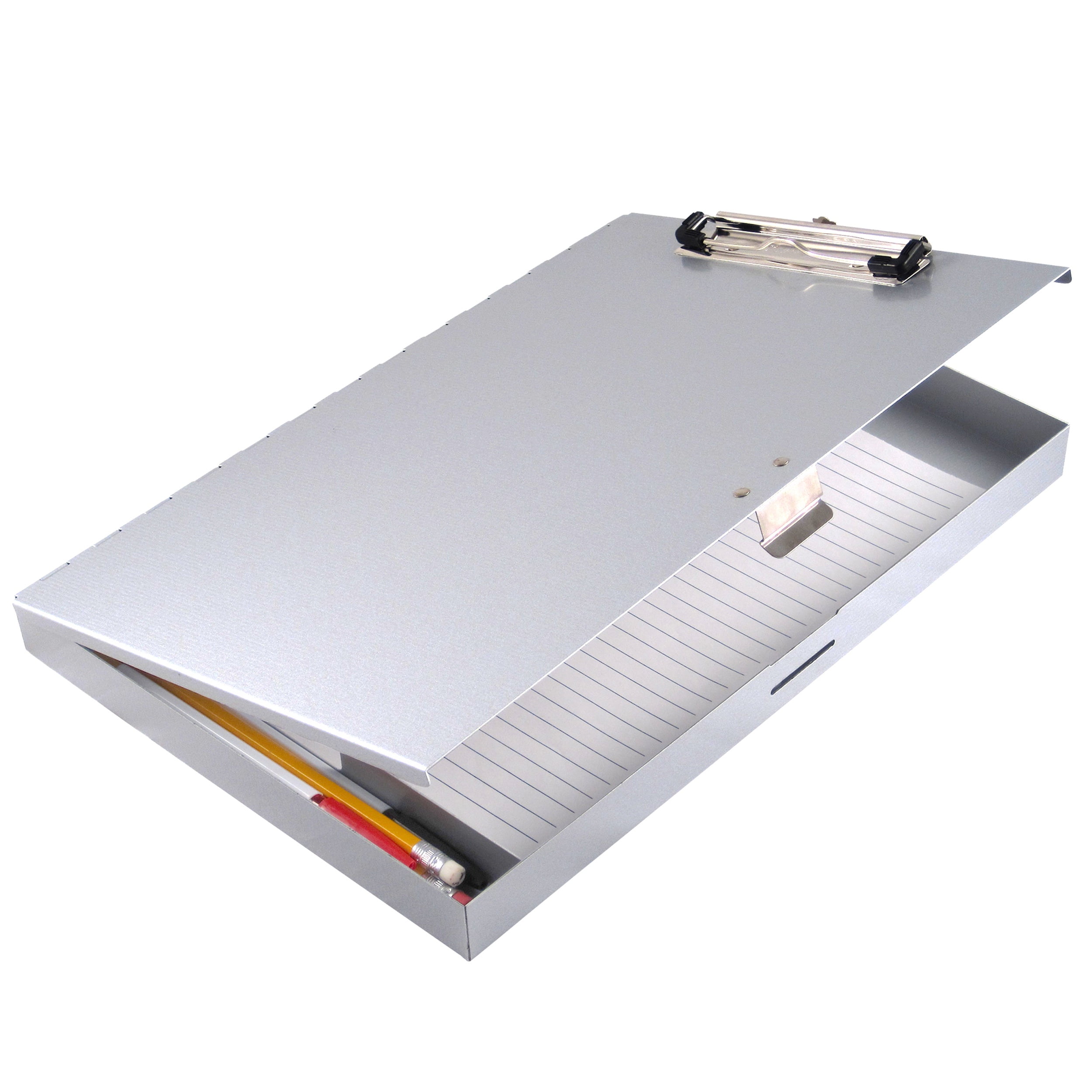 Saunders Metal Storage Clipboard, A, 1 Tier, Low Profile Clip, Letter, Silver, Side Open
