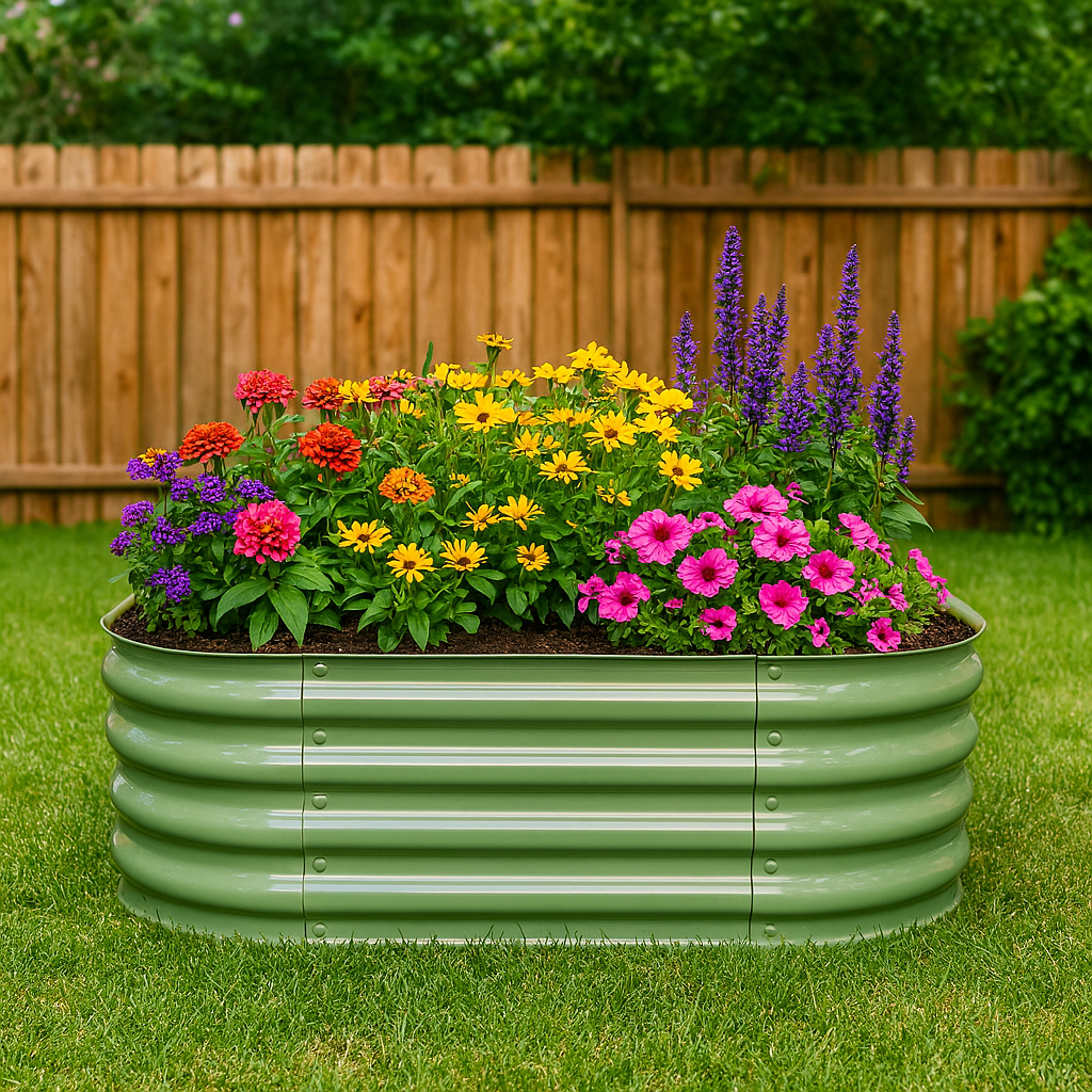 (2 pack) NuVue Products RIGID-Cast 4-in-1 Outdoor Modular Raised Garden Bed – 14" High with 4 Configurations