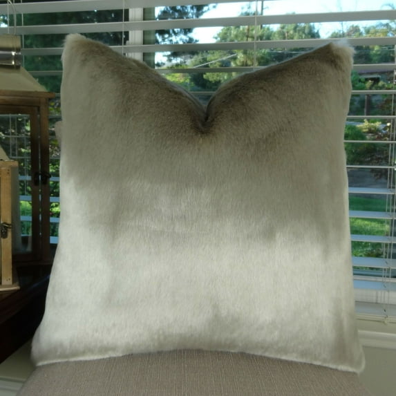 Thomas Collection Luxury Tissavel Gunmetal Gray Faux Fur Throw Pillow - 17440
