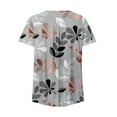 thumbnail image 4 of Fsqjgq T Shirts for Women Basic Pink Blouses for Women Short Sleeve Button Neck Flower Printed Pleated T Shirt Top Casual Floral Fit Shirts Tee Blouse Gray Xl, 4 of 4