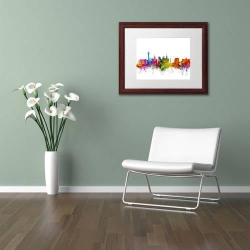 Trademark Fine Art 'Las Vegas Nevada Skyline' Canvas Art by Michael Tompsett, White Matte, Wood Frame