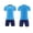 Blue-A, variant on Color Block Camouflage Print Soccer Training Set V-Neck Short Sleeve Top with Elastic Waist Shorts Quick Dry Athletic Uniform, for 5-15Y