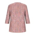 thumbnail image 5 of Womens Tops 3/4 Sleeved Round Neck Printed Casual Top T-shirt Pink S,Blouse for Women, 5 of 5