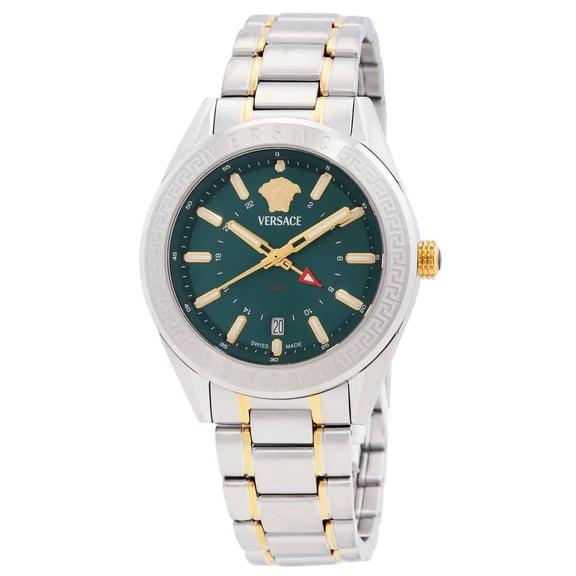 Versace V-Code GMT Quartz Green Dial Men's Watch VEAFA0524