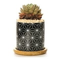 thumbnail image 2 of Plant Pot Cylindrical Flowerpot 7.5x7.6cm Geometric Pattern Simple Black White Nordic Style Home Decor Ceramic Vase, 2 of 3