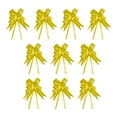 thumbnail image 1 of 10 Pieces Bow Pull Decor Multi-colors Festive Packing DIY Crafts Lightweight Plastic Hand-Pulled Flower Christmas Holiday Gold Yellow, 1 of 7