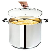 Stock Pot, Large Stainless Steel 20 Quart StockPot, Large Cooking Pot, Clear Glass Lid and Measurement Markings, Steam Hole, Induction, Gas, Electric Compatible Big Boiling Pot
