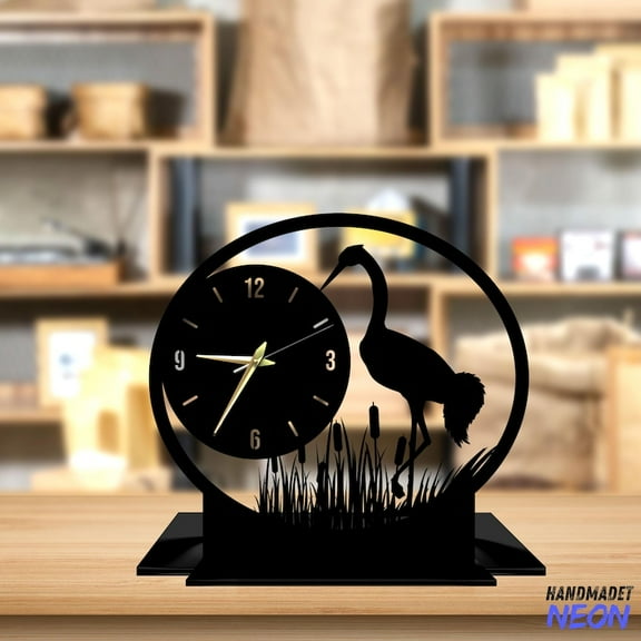 Handmadetneonsign Flamingo Tabletop Metal Clock, Flamingo Desktop Clock, Clock Home Decor 93258