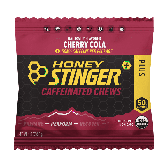 Honey Stinger Organic Gluten-Free Caffeinated Energy Chews, Cherry Cola, 1.8 oz, 1 Count