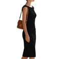thumbnail image 6 of Women's off the Shoulder Sleeveless Bodycon Midi Dress, Solid Back Zipper Slim Fit Knee-Length office Pencil Dress Black S(S), 6 of 7