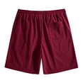 thumbnail image 5 of Nestiefly Mens Casual Waffle Shorts Cotton Drawstring Shorts Stretch Elastic Waist Summer Beach Lounge Sweat Shorts Deep Red 2XL, 5 of 5