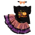 thumbnail image 4 of Toddler Halloween Dress Girl, Girls Halloween Print Tunic Top Skirt Three Piece Outfit With Sleeves Party Dress Casual Beach School Set, Halloween Gifts, 4 of 6